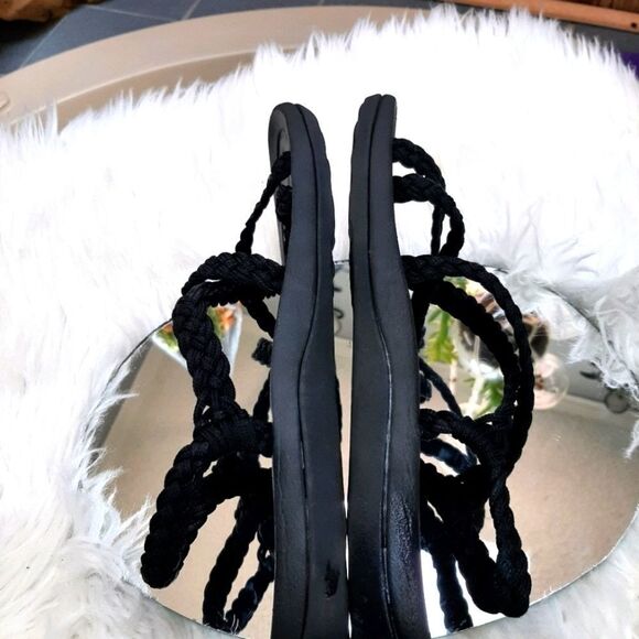 Womans MEZINYA BLACK Rope Sandals sz‎ 9 New - Picture 2 of 6